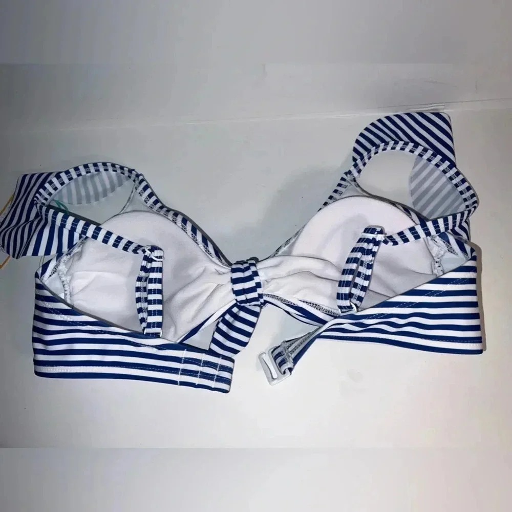 Kona Sol, XL, NWT,  stripe front tie knot,  ruffle caplet‎ shoulder accent